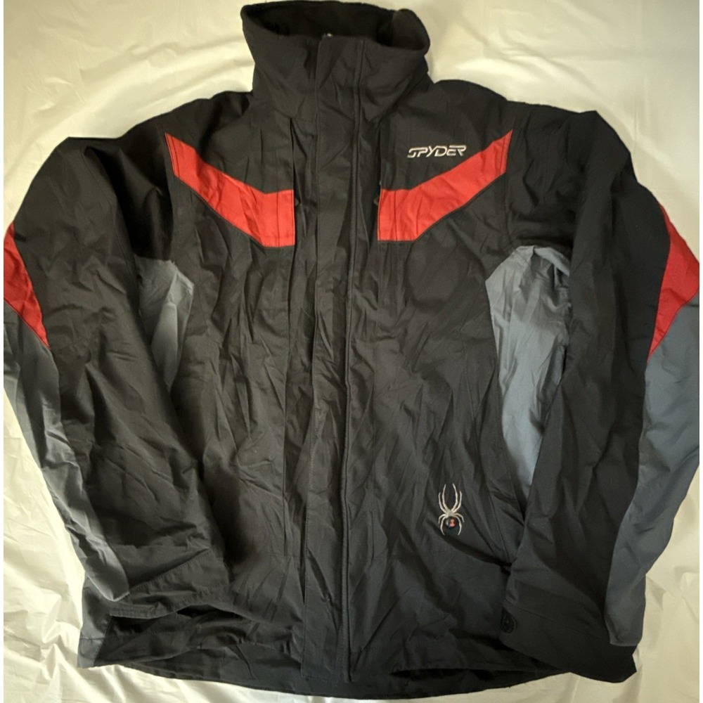 SPYDER Xscap Ski Jacket Mens M Black/Red Snowboard Shell Only No Hood READ